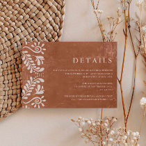 Rustic Terracotta Mexico Wedding Details Enclosure Card