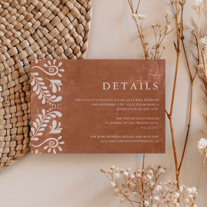 Rustic Terracotta Mexico Wedding Details Enclosure Card
