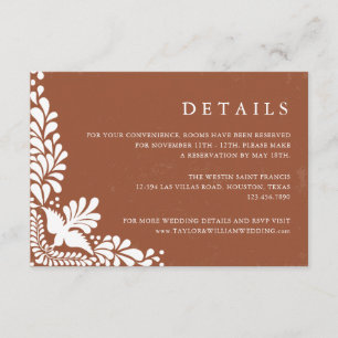 Rustic Terracotta Mexico Wedding Details Enclosure Card