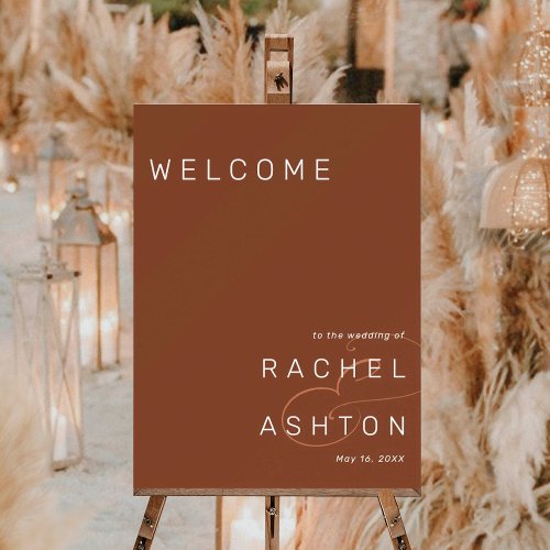 Rustic Terracotta Minimalist Wedding Welcome Foam Board