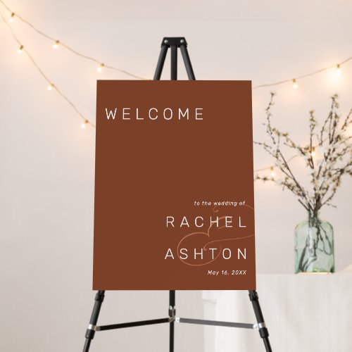 Rustic Terracotta Minimalist Wedding Welcome Foam Board