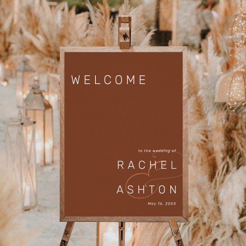 Rustic Terracotta Minimalist Wedding Welcome Sign