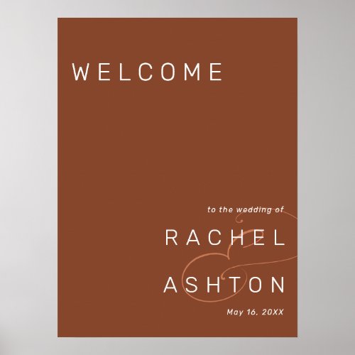 Rustic Terracotta Minimalist Wedding Welcome Sign