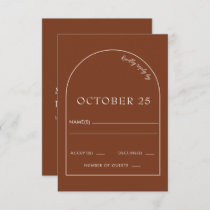 Rustic Terracotta Modern Arch Wedding  RSVP Card