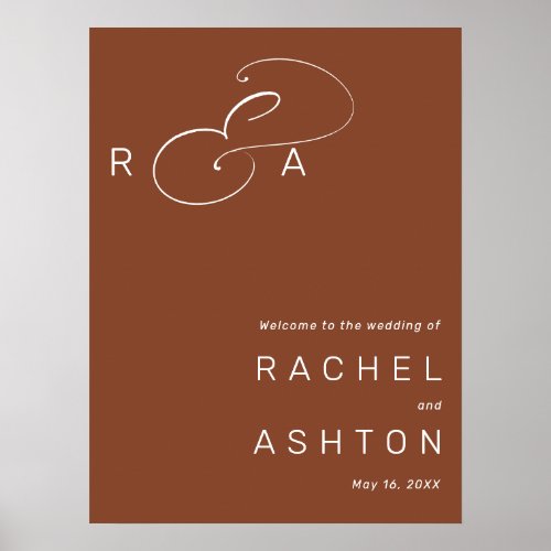 Rustic Terracotta Monogram Wedding Welcome Sign