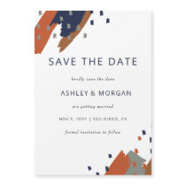 Rustic Terracotta Navy Abstract Save the Date