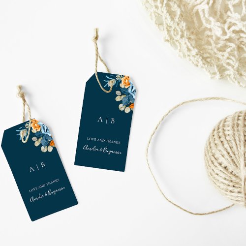 Rustic Terracotta Navy Blue Rust Thank You Wedding Gift Tags