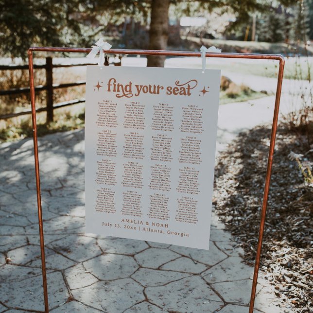 Rustic Terracotta Orange Wedding Seating Chart Foam Board (Creator Uploaded)