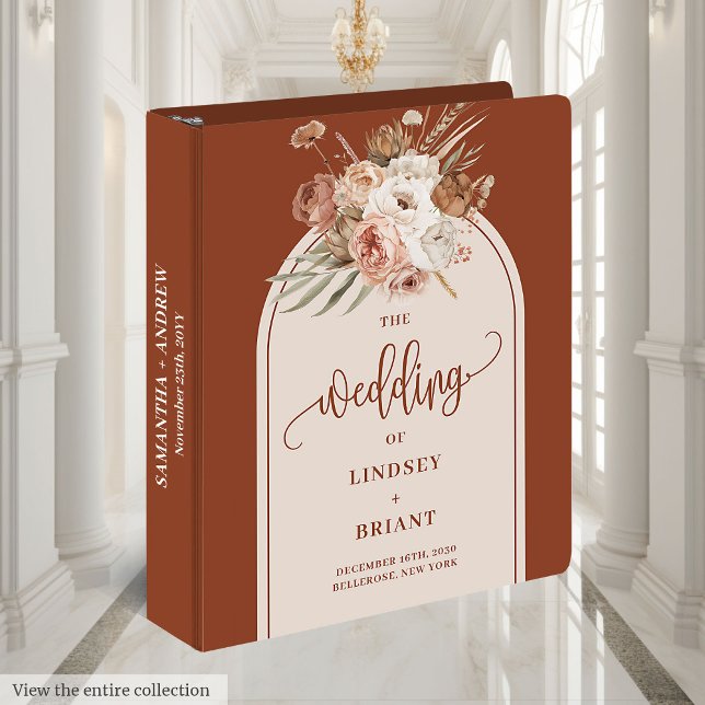 Rustic Terracotta Pampas Sage Boho Arch Memory  3 Ring Binder (Rustic Terracotta Pampas Sage Boho Arch Memory 3 ring binder)