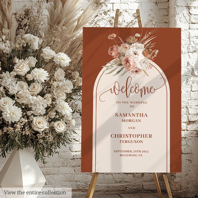 Rustic Terracotta Pampas Sage Boho Floral Wedding  Foam Board (Rustic Terracotta Pampas Sage Boho Floral Wedding Foam Board)