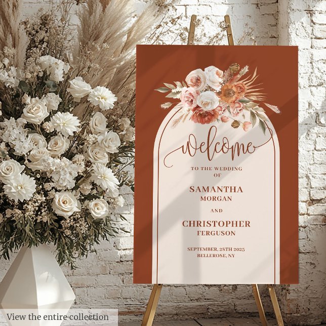 Rustic Terracotta Pampas Sage Boho Floral Wedding  Foam Board (Rustic Terracotta Pampas Sage Boho Floral Wedding Foam Board)