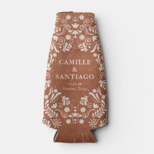 Rustic Terracotta Papel Picado Wedding Bottle Cooler