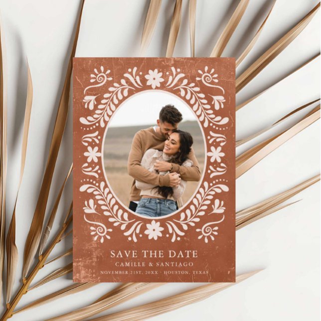 Rustic Terracotta Photo Save the Date (Rustic Terracotta Save the Date Photo Card)