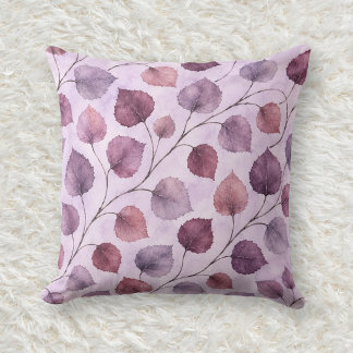Rustic Terracotta Quaking Aspen Watercolor Pattern Throw Pillow