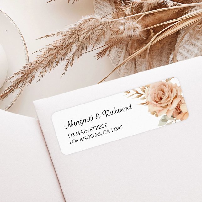Rustic Terracotta Rose Floral Wedding Address Label (Creator Uploaded)