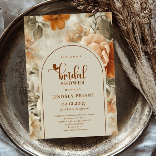 Rustic Terracotta Sage Floral Bridal Shower Invite