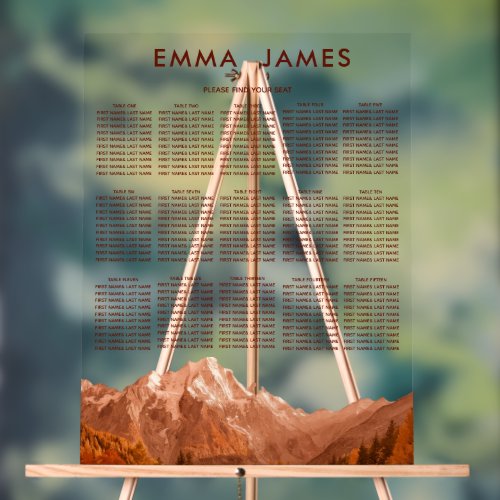 Rustic terracotta seating chart Acrylic Sign