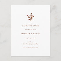 Rustic Terracotta Simple Botanical Save The Date Announcement Postcard