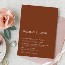 Rustic Terracotta Simple Elegant Modern Wedding  Invitation