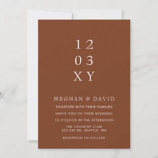 Rustic Terracotta Simple Elegant Modern Wedding Invitation