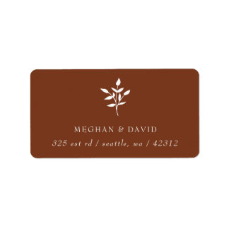 Rustic Terracotta Simple Modern Botanical address Label