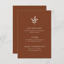 Rustic Terracotta Simple Modern Botanical Wedding Enclosure Card