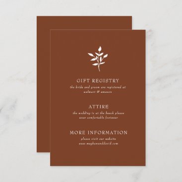Rustic Terracotta Simple Modern Botanical Wedding Enclosure Card