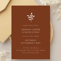 Rustic Terracotta Simple Modern Botanical Wedding Invitation