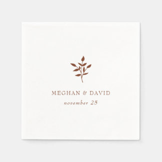 Rustic Terracotta Simple Modern Botanical Wedding Napkins