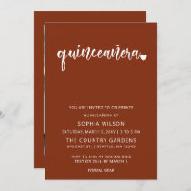 Rustic Terracotta Simple Script Quinceanera Photo Invitation