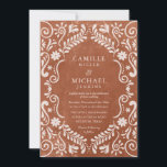 Rustic Terracotta Talavera Mexican Wedding Invitation<br><div class="desc">Celebrate your love with this rustic Mexican wedding invitation featuring vibrant terracotta tones and charming papel picado details—perfect for a lively fiesta! Matching items in our store Cava Party Designs.</div>
