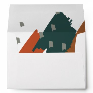 Rustic Terracotta Teal Abstract Modern Wedding Envelope