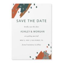 Rustic Terracotta Teal Abstract Save the Date