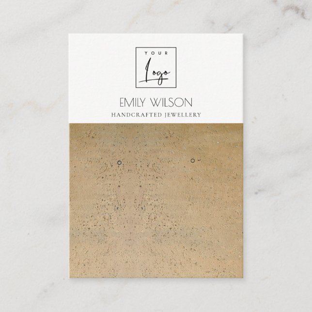 RUSTIC TERRACOTTA TEXTURE LOGO EARRING DISPLAY BUSINESS CARD (Front)