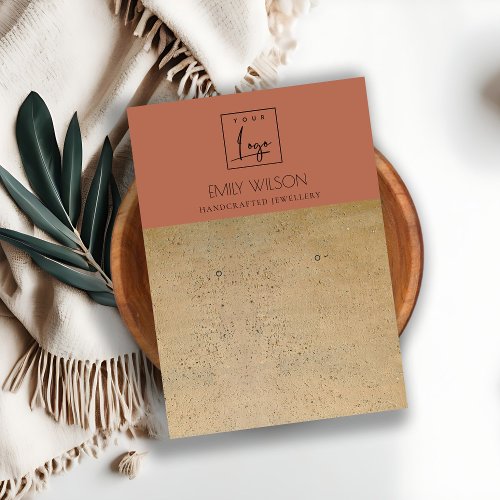 RUSTIC TERRACOTTA TEXTURE LOGO EARRING DISPLAY BUSINESS CARD