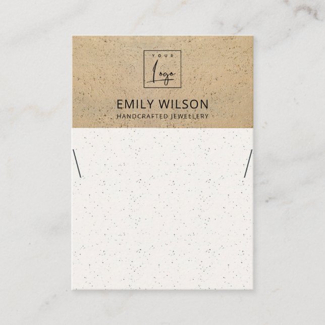 RUSTIC TERRACOTTA TEXTURE LOGO NECKLACE DISPLAY BUSINESS CARD (Front)