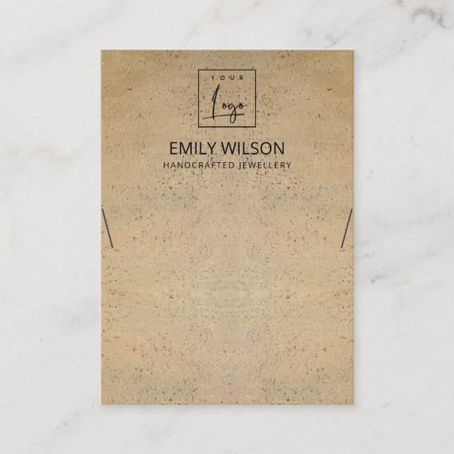 RUSTIC TERRACOTTA TEXTURE LOGO NECKLACE DISPLAY BUSINESS CARD (Front)