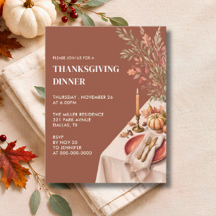 Rustic Terracotta Thanksgiving Dinner Invitation