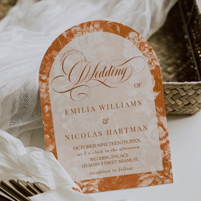 Rustic Terracotta Toile  Wedding Invitation (Creator Uploaded)