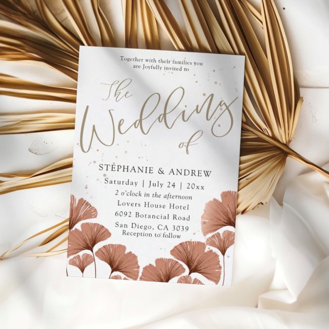Rustic Terracotta Watercolor Botanical Wedding Invitation (Creator Uploaded)