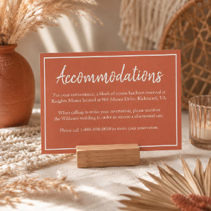 Rustic Terracotta Wedding Information Enclosure Card