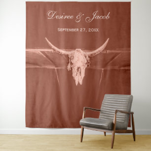 Rustic Terracotta Western Bull Cow Skull Backdrop