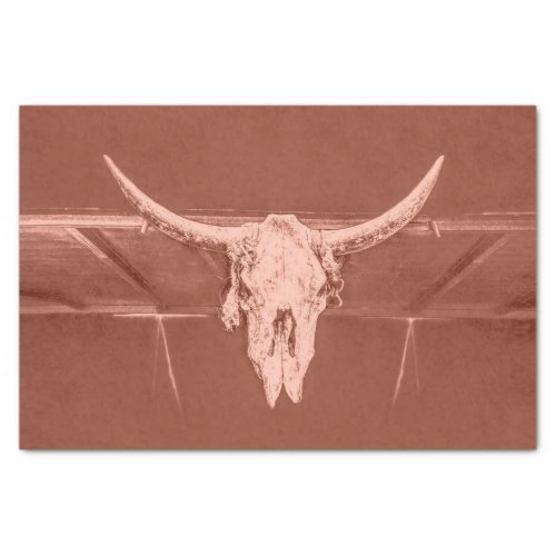 Rustic Terracotta Western Bull Cow Skull Tissue Paper