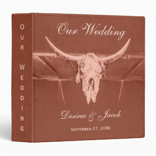 Rustic Terracotta Western Country Bull Cow Skull 3 Ring Binder