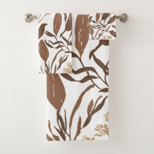 Rustic Terracotta Wildflower Boho Vintage Earthy Bath Towel Set