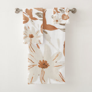 Rustic Terracotta Wildflower Boho Vintage Earthy Bath Towel Set
