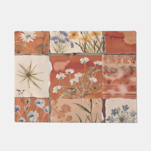 Rustic Terracotta Wildflower Patchwork Boho Spring Doormat