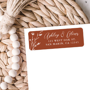 Rustic Terracotta Wildflower Wedding Address Label