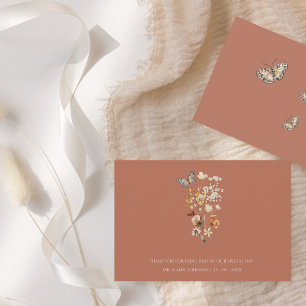 Rustic Terracotta Wildflower Wedding Thank You Card