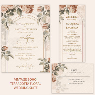 Rustic Terracottac Greenery Floral Arch Wedding  | Invitation